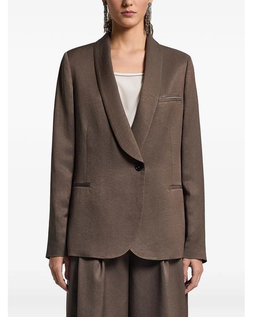 Peserico Brown Twill Single-Breasted Blazer