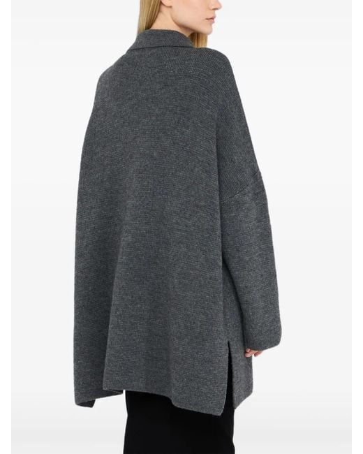 Liu Jo Gray Rhinestone-embellished Knit Coat