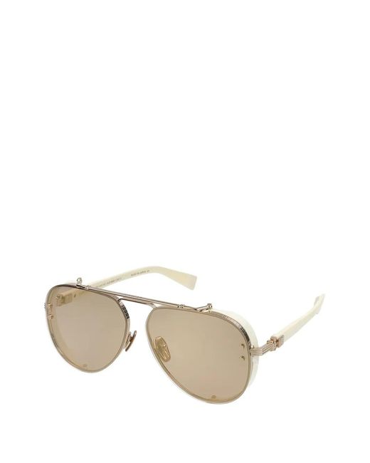 Balmain Natural Capitaine Pilot-Frame Sunglasses
