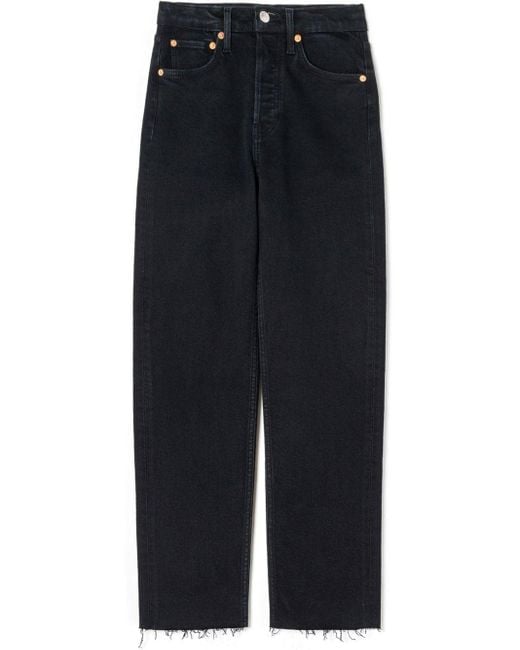 RE/DONE Denim 70s Stove Pipe High-waisted Jeans in Black (Blue) | Lyst ...