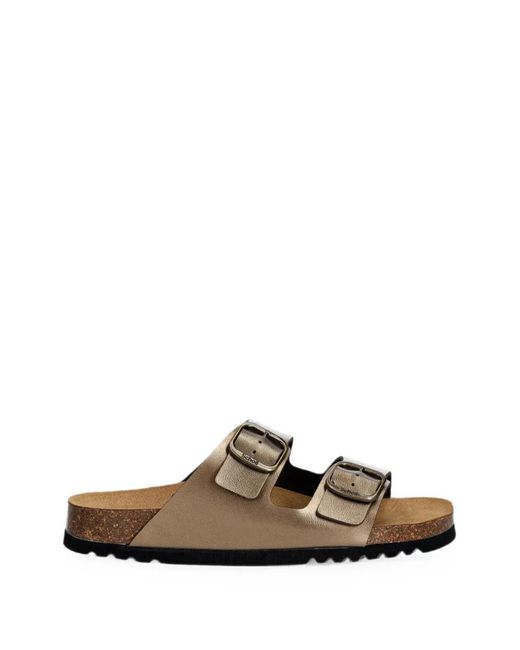 Scholl Brown Josephine Buckle-Fastening Slides