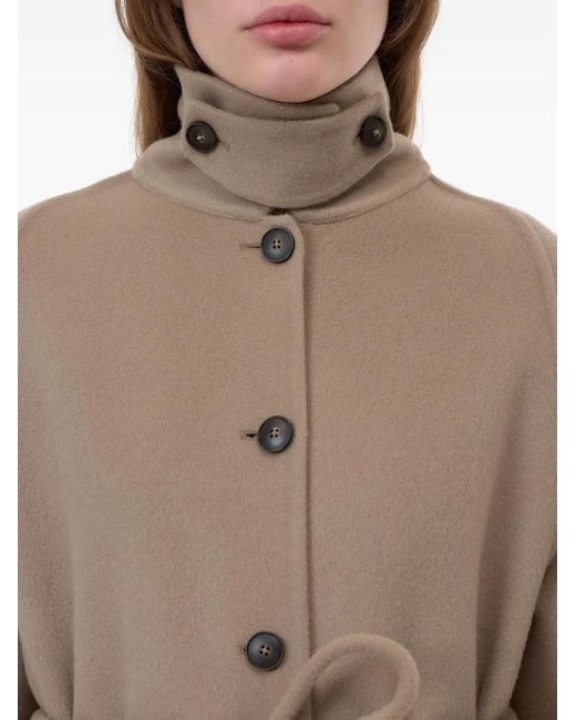 Closed Natural Wool Belted Coat