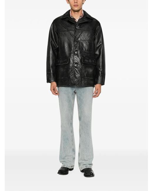 G-Star Black Leather Chore Jacket for men