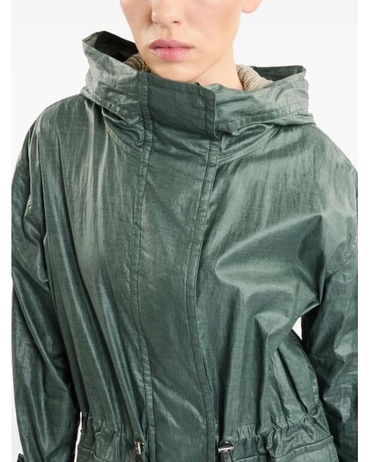 Fay Green Drawstring-Waist Hooded Parka