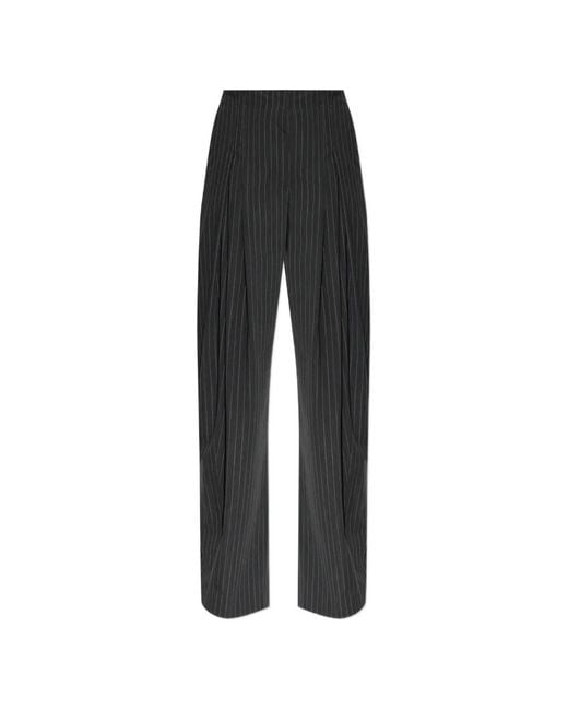 IRO Black Kalei Pinstripe-Pattern Pleated Trousers