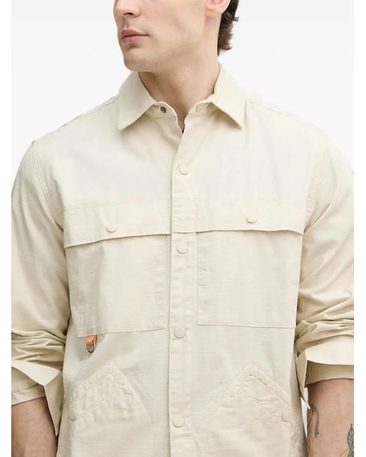 Benetton Natural Ripstop-Textured Multi-Pocket Shirt for men