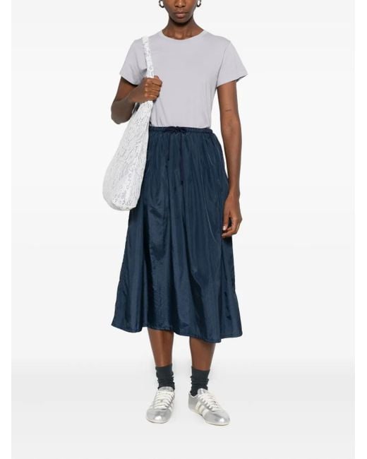 6397 Blue Drawstring Midi Skirt