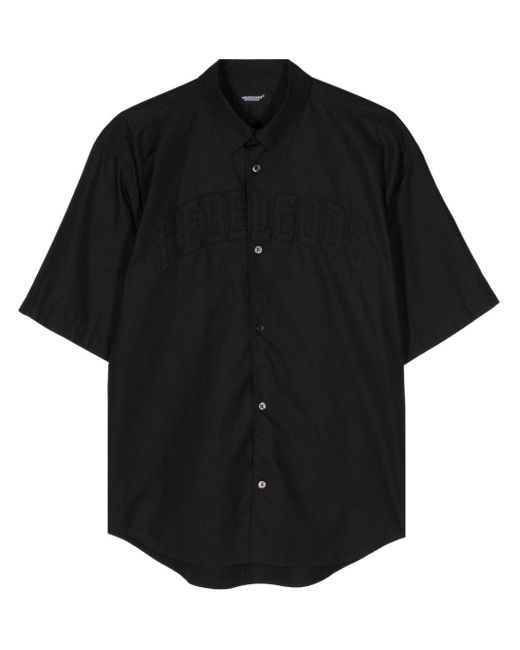 Undercover Black Embroidered-motif Poplin Shirt for men
