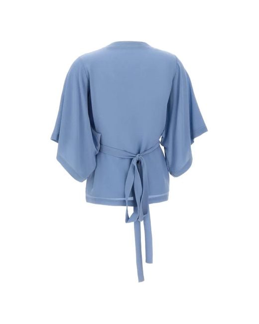 Kangra Blue Wrap Silk Blouse