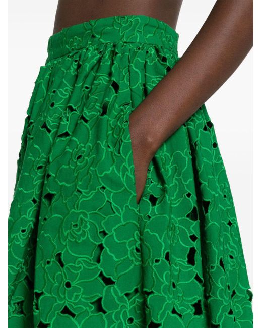 Falda midi con bordado inglés Erdem de color Green