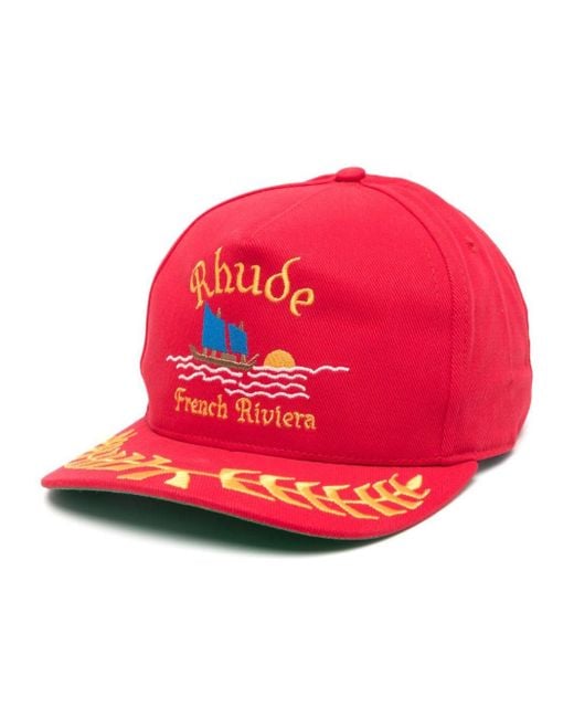 Cappello da baseball con ricamo di Rhude in Red da Uomo