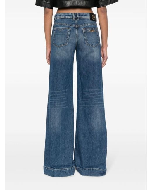 Versace Blue Low-rise Wide-leg Jeans