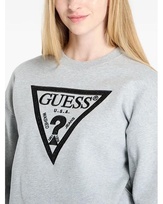Guess Gray Logo-Embellished Sweatshirt