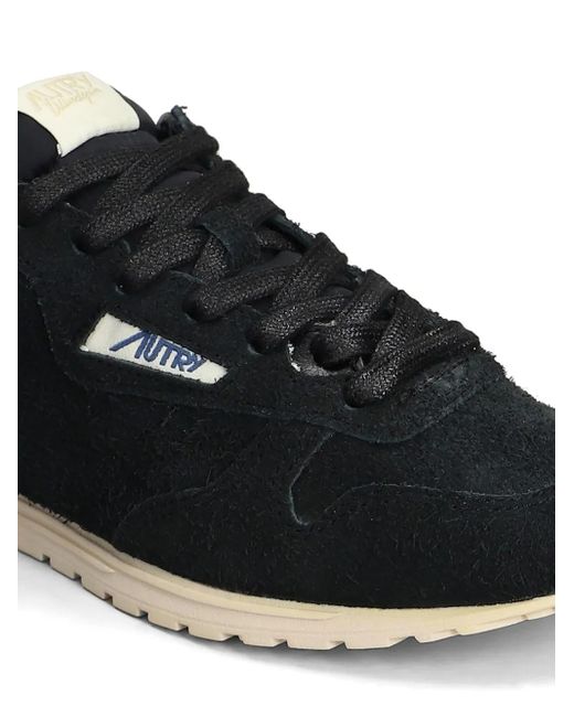 Autry Black Windspin Sneakers Aus Gebürstetem Veloursleder Mit Lederbesätzen Und Perforationen
