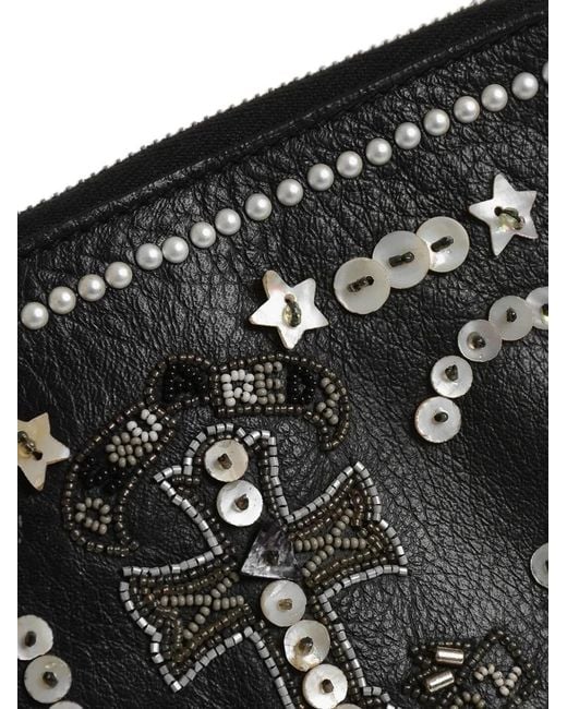 DSquared² Black Sequin-Embellished Chain-Link Wallet for men