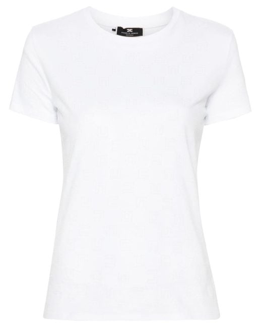 Camiseta con monograma y strass Elisabetta Franchi de color White