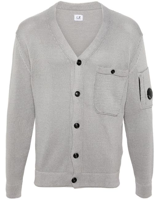 C P Company Gray Lens-detailed Cotton Cardigan for men