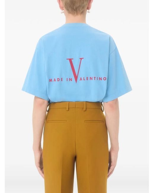 Valentino Garavani Blue Cotton T-Shirt With Love Dances On The Abyss &Amp; Made for men