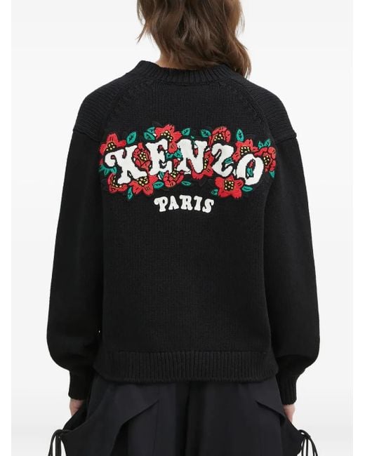 KENZO Black Verdy Market" Floral-Embroidered Cardigan