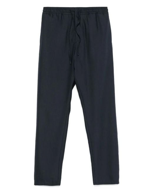 Canali Blue Drawstring-Waistband Trousers for men