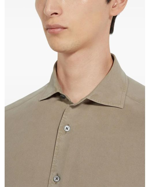 メンズ Zegna シルクシャツ Brown