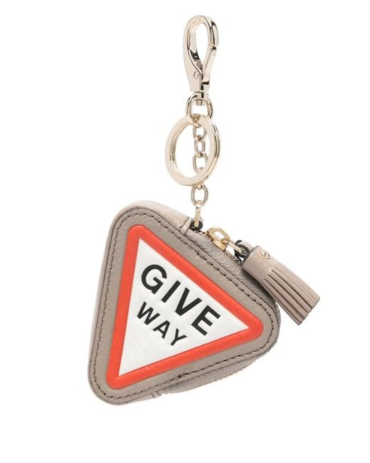 Anya Hindmarch White Triangular Keyring Purse