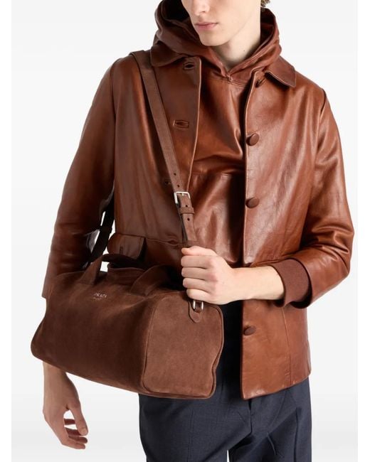 Prada Brown Small Suede Duffle Bag