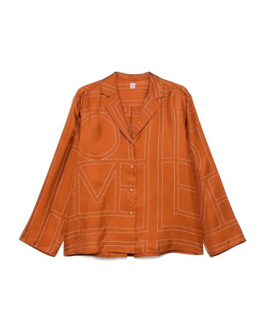 Top De Pijama Con Monograma Totême  de color Orange