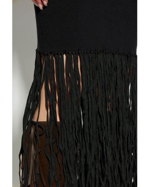 Munthe Black Fringe-Detail Midi Dress