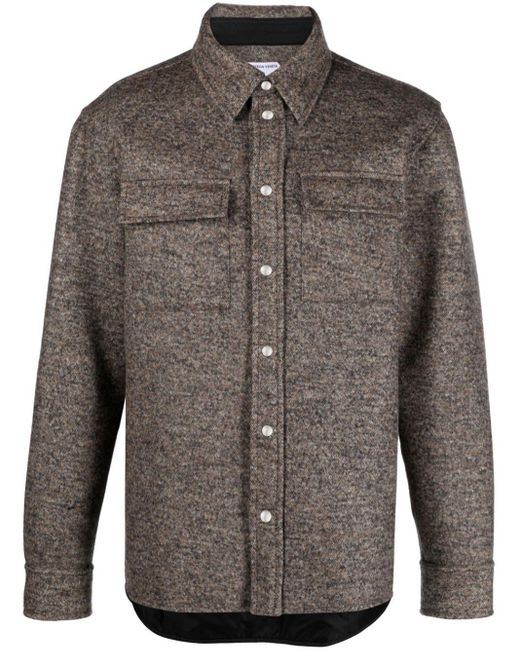 Chemise en laine à manches longues Bottega Veneta pour homme en coloris Gray