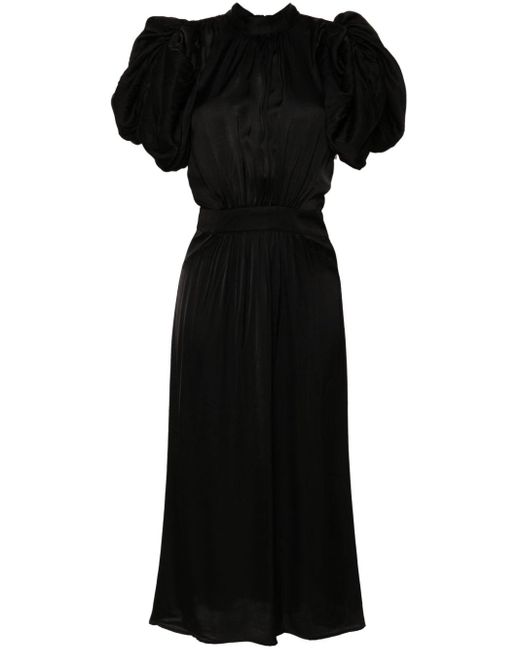 ROTATE BIRGER CHRISTENSEN Black Puff-sleeve Sequin Embellished Midi Dress