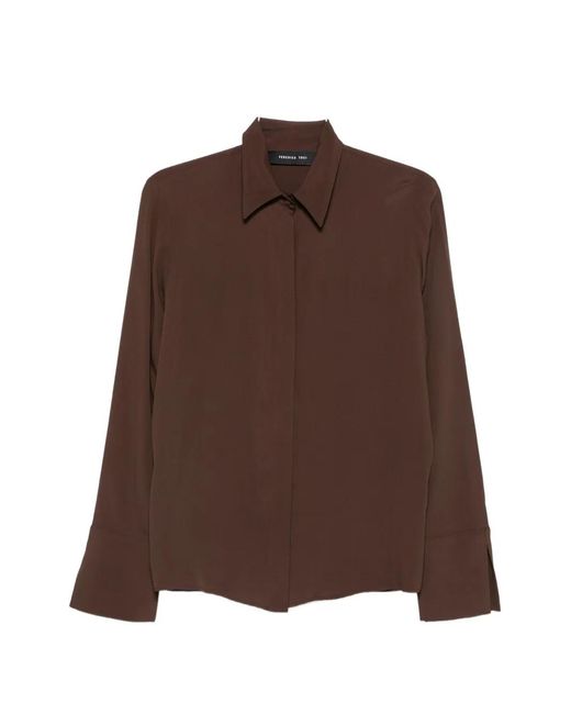 FEDERICA TOSI Brown Pointed-Collar Buttoned Shirt