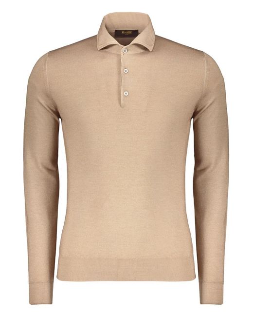 Moorer Natural Buttoned Long-Sleeve Polo Shirt for men