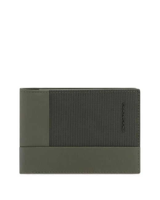 Piquadro Gray Logo-Print Panelled Wallet for men