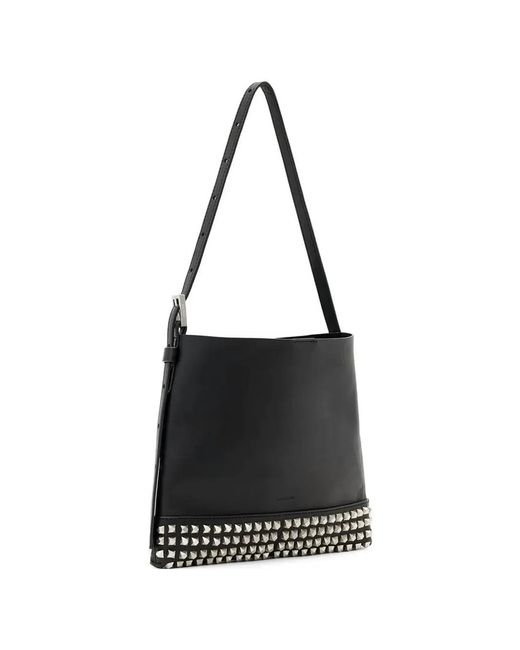 AllSaints Black Asha Studded Shoulder Bag
