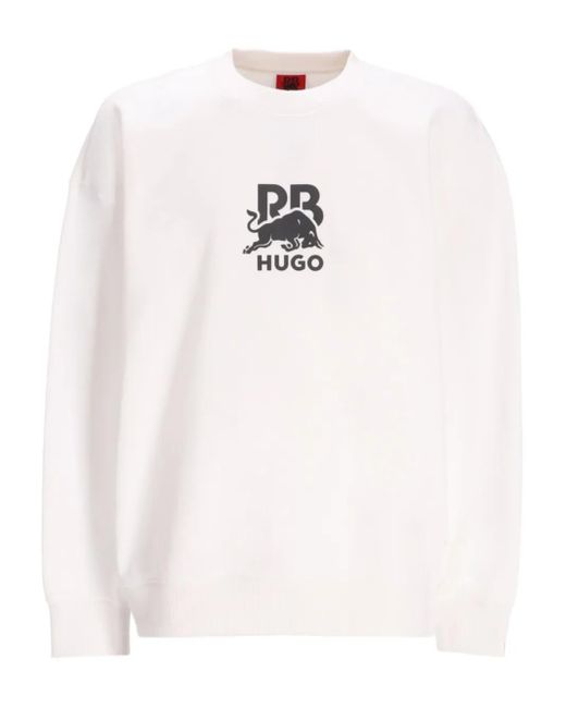HUGO White X Bull Logo-Printed Sweatshirt for men