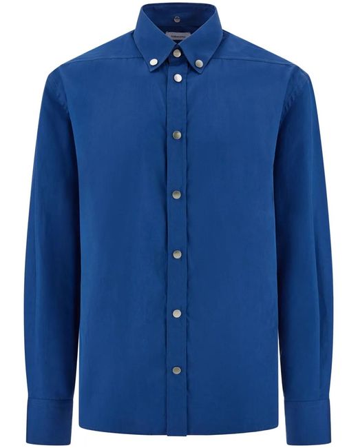 Ferragamo Blue Button-Down Collar Shirt for men