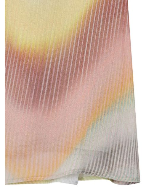 Paul Smith Orange Wave-Pattern Midi Skirt