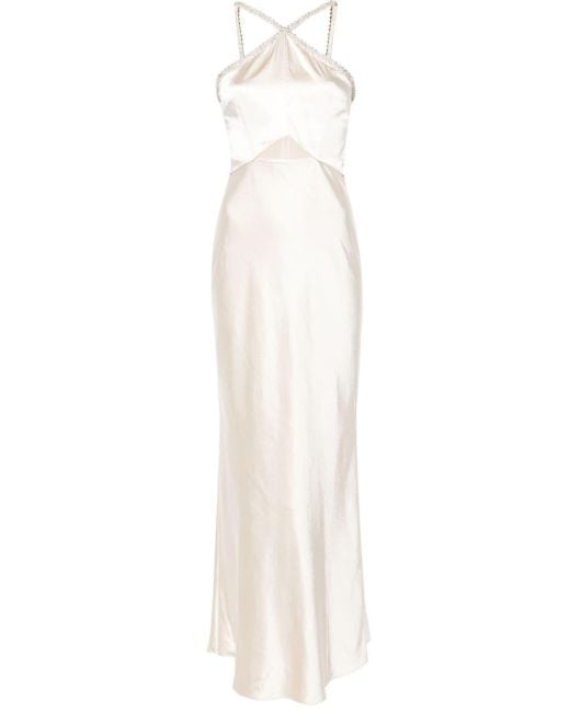 Self-Portrait White Crystal-embellished Satin Gown
