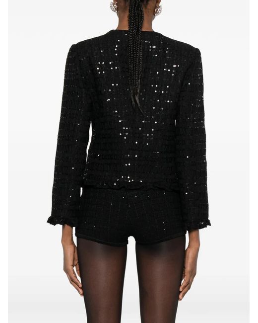 Alessandra Rich Black Veste À Broderies De Sequins