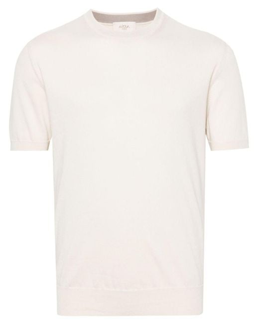 Altea White Fine-knit Cotton T-shirt for men