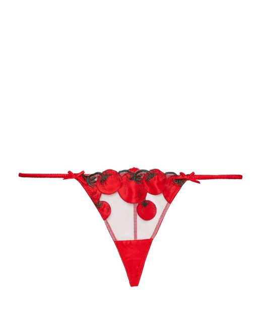Fleur du Mal Pomodoro Embroidered V-String