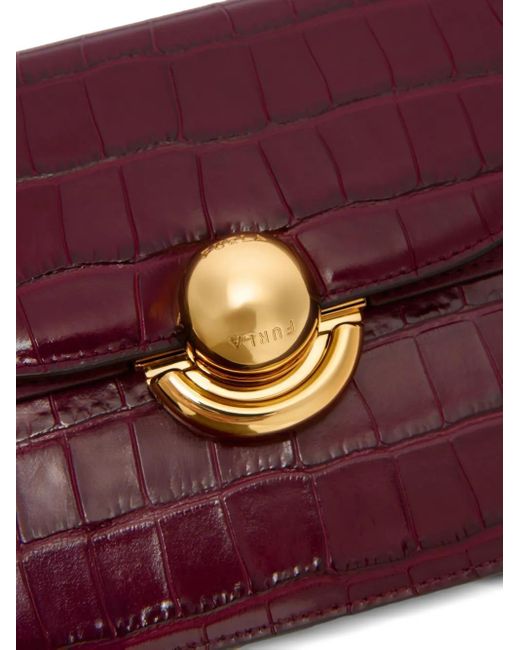 Furla Purple Sfera Crocodile-Embossed Dome Satchel