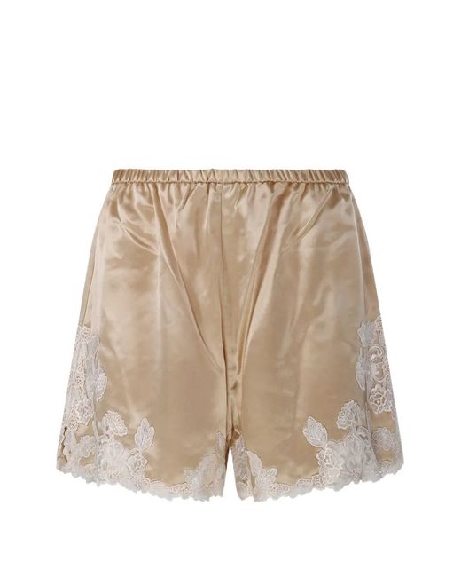 By Malene Birger Natural Eri Lace-Trimmed Shorts