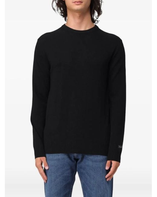 Woolrich Black Crew-Neck Lambswool Sweater for men