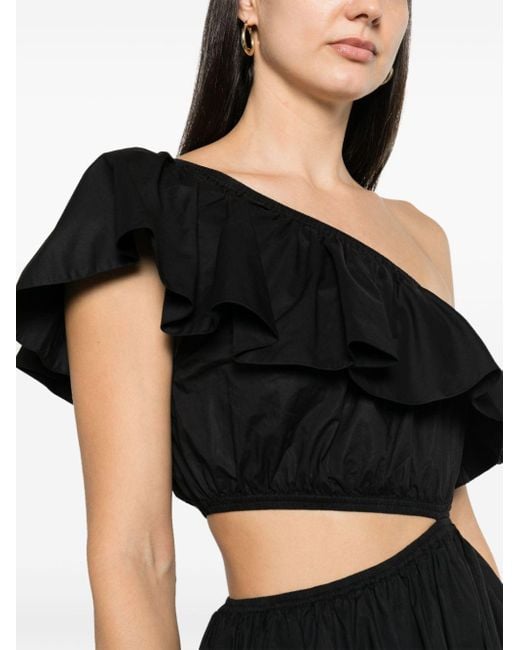Matteau Black One-shoulder Asymmetric Maxi Dress