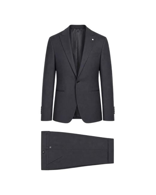 Luigi Bianchi Blue Single-Breasted Notch-Lapel Suit for men