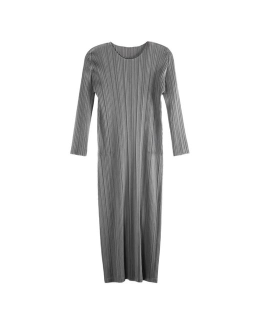 Pleats Please Issey Miyake Gray Pleated Dress