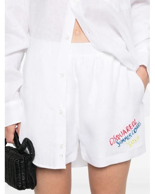 DSquared² White Baggy Shorts