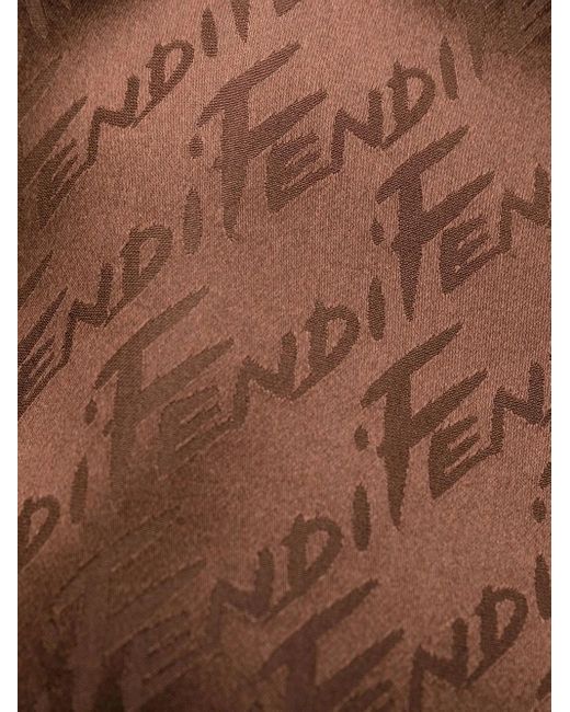 Fendi Brown Wide-Leg Monogram-Pattern Trousers